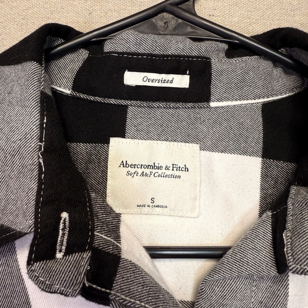 Abercrombie & Fitch Women's Black And White Buffalo Check Flannel Plaid Soft - Picture 4 of 7